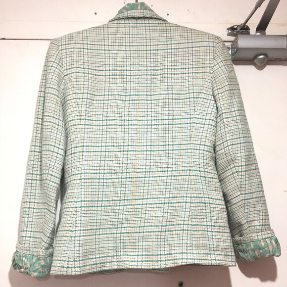 VINTAGE ADOLFO NEW YORK NEIMAN MARCUS PLAID BLAZERS SIZE S - Picture 3 of 10